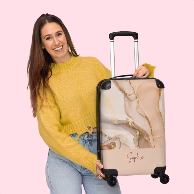 Valise - Marbre orange/rose avec doré — 4