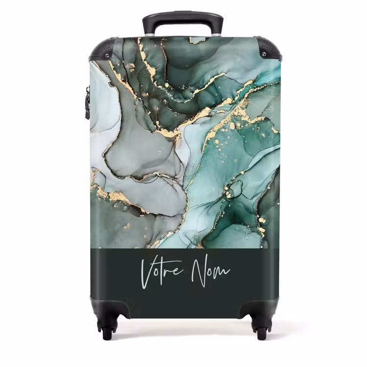 Valise -  Marbre vert avec doré — 1