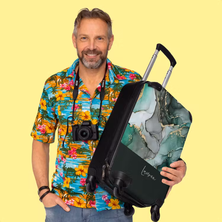 Valise -  Marbre vert avec doré — 2