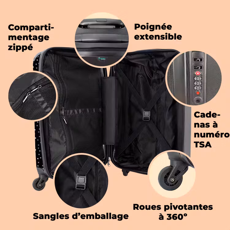 Valise - Pois blancs sur fond noir — 3