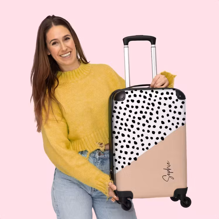 Valise - Pois noirs sur fond blanc et rose saumon — 4