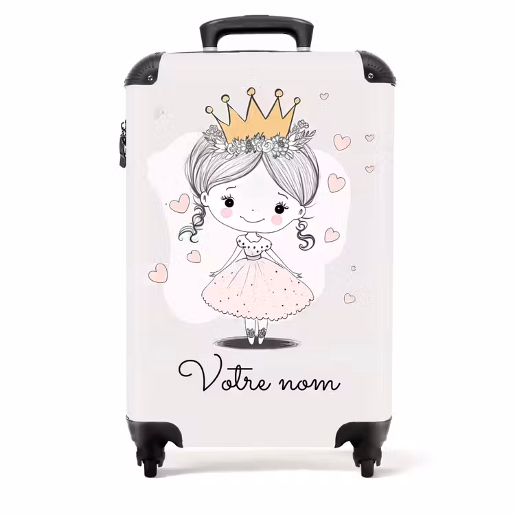 Valise - Princesse avec Couronne et Cœurs Roses — 1