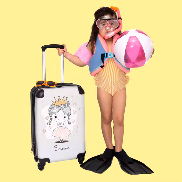 Valise - Princesse avec Couronne et Cœurs Roses — 2