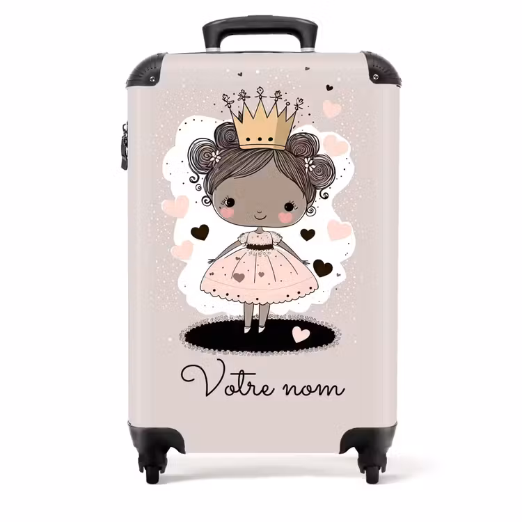 Valise - Princesse sur Fond Coloré avec des Cœurs Roses et Noirs — 1