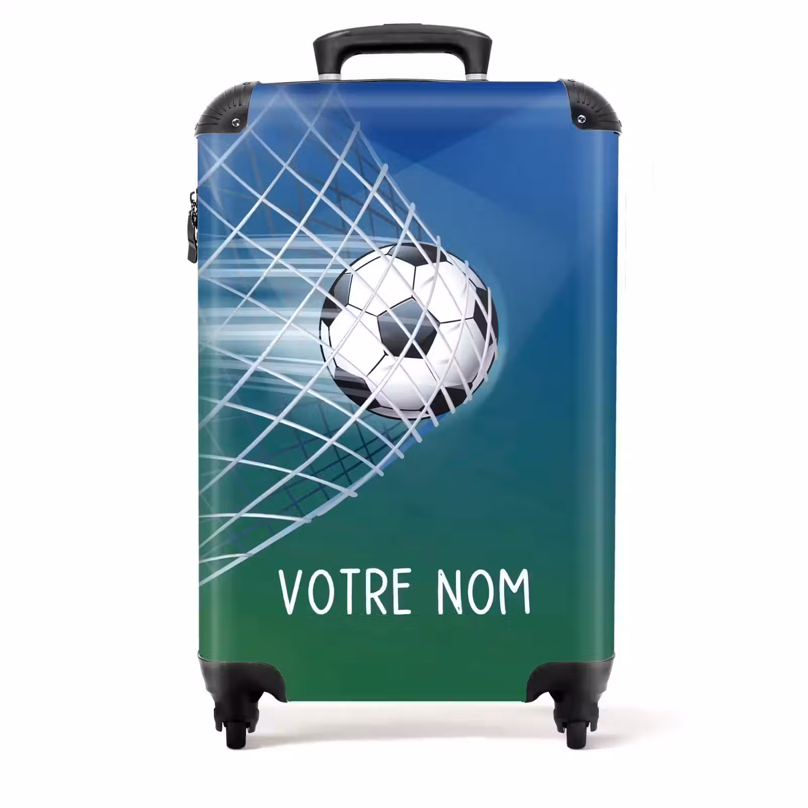 Valise - Ballon de football dans le but avec fond bleu et vert — 1