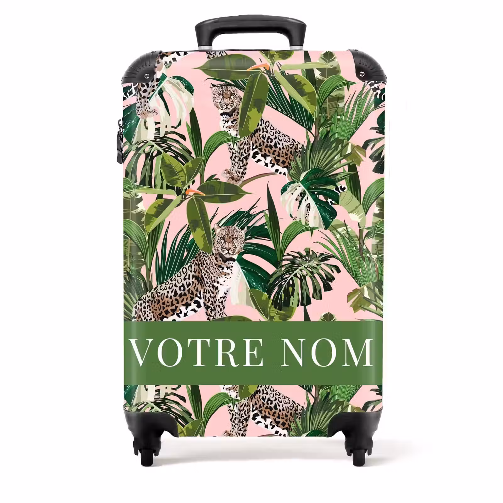 Valise - Motif léopard de jungle avec fond rose — 1