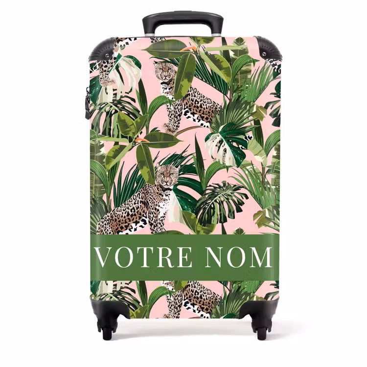 Valise - Motif léopard de jungle avec fond rose — 1