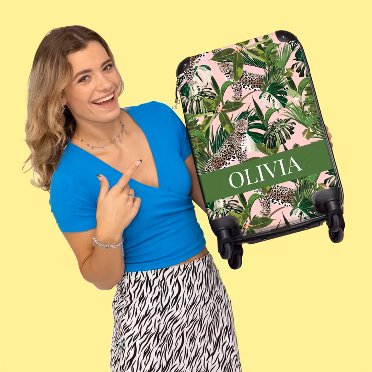 Valise - Motif léopard de jungle avec fond rose — 2