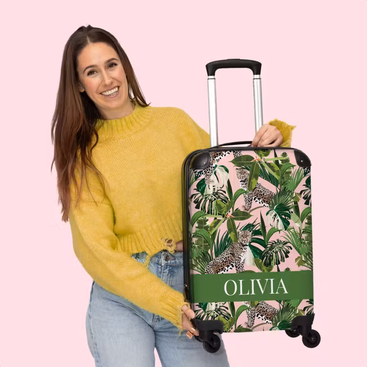 Valise - Motif léopard de jungle avec fond rose — 4
