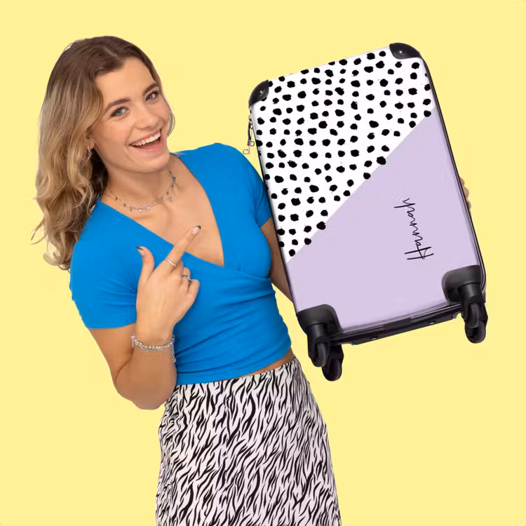Valise -  Pois noirs sur fond blanc et violet — 2