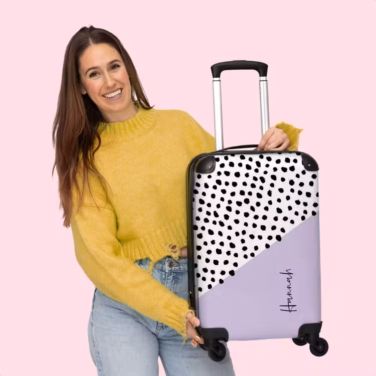 Valise -  Pois noirs sur fond blanc et violet — 4