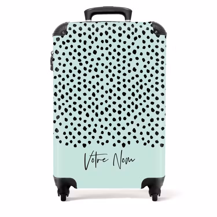 Valise - Pois noirs sur fond vert menthe — 1