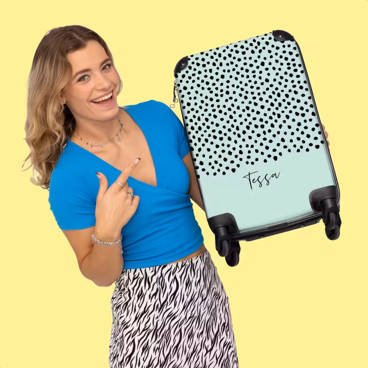 Valise - Pois noirs sur fond vert menthe — 2