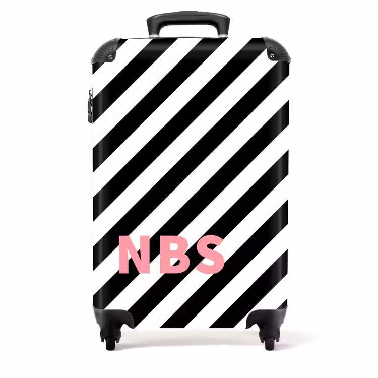 Valise - Rayures noires/blanches diagonales — 1