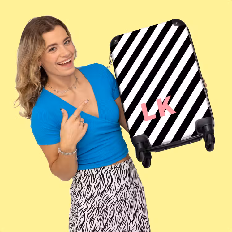 Valise - Rayures noires/blanches diagonales — 2