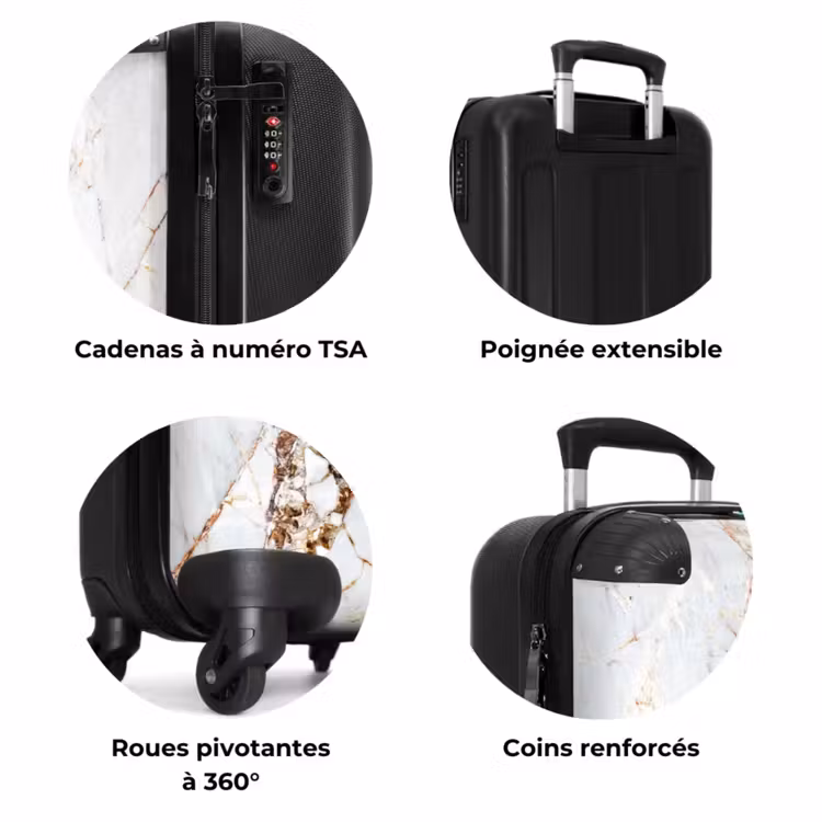 Valise - Marbre blanc avec des veines dorées — 7