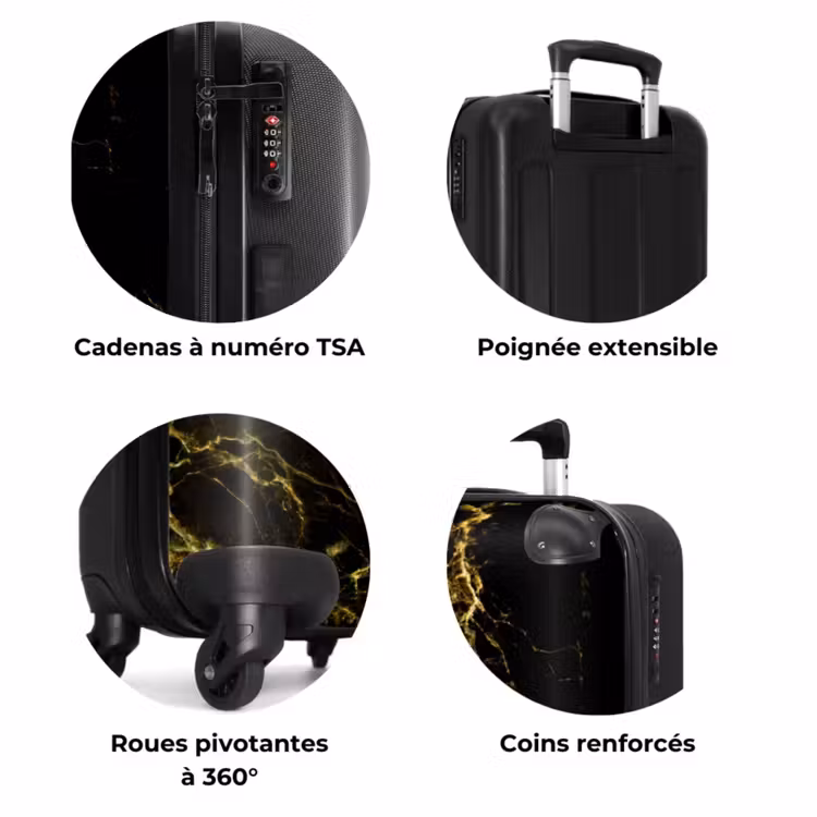 Valise - Marbre noir avec des nuances dorées — 7