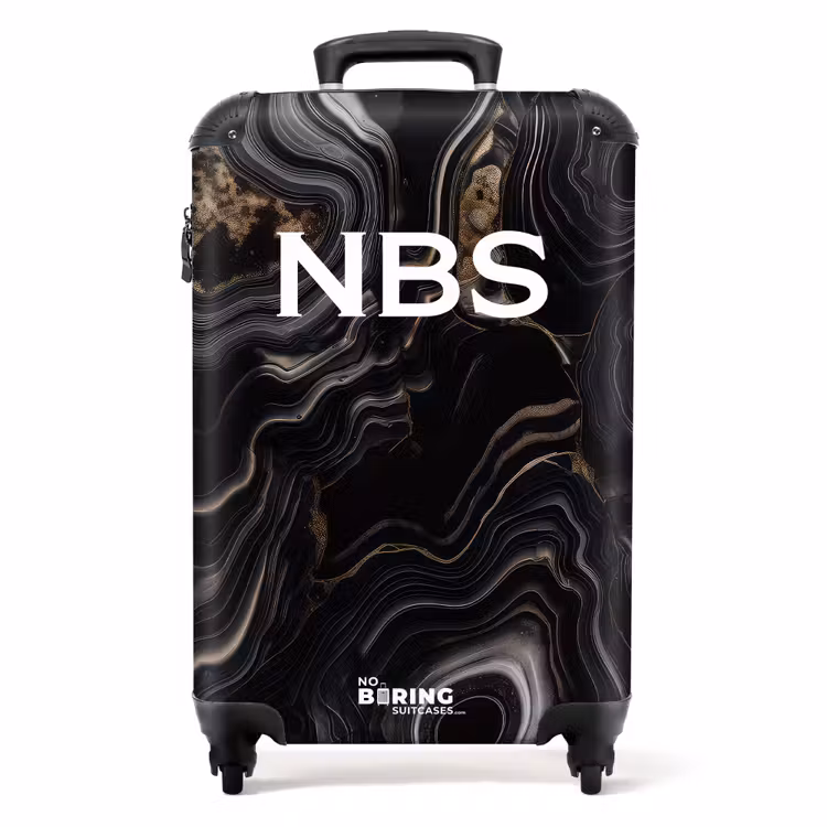 Valise - Marbre noir avec des rayures dorées — 1