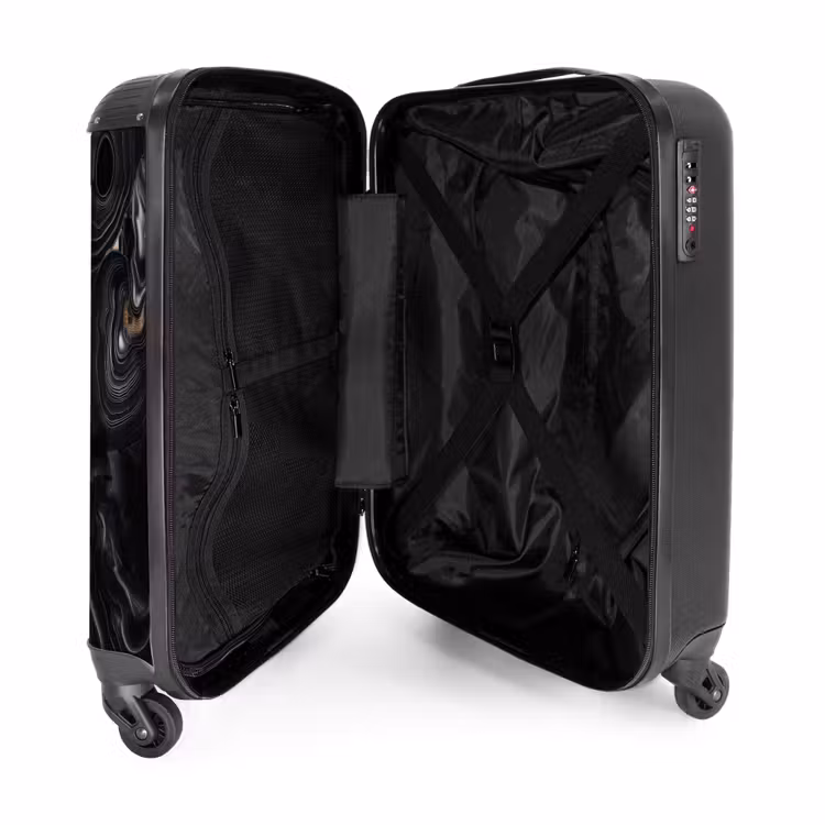 Valise - Marbre noir avec des rayures dorées — 2