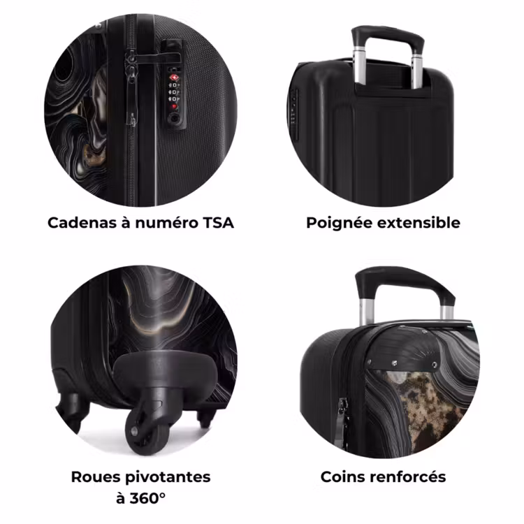Valise - Marbre noir avec des rayures dorées — 7