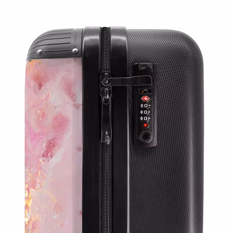 Valise - Marbre rose avec des lignes dorées — 3