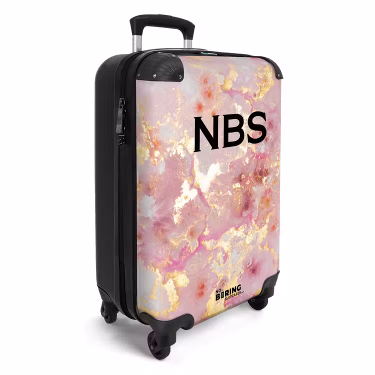 Valise - Marbre rose avec des lignes dorées — 4