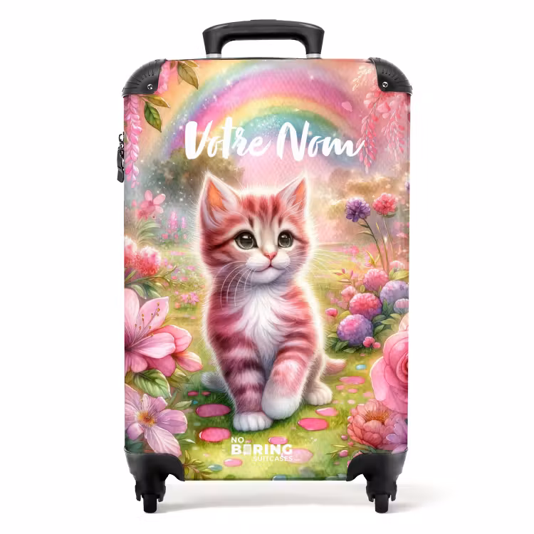 Valise - Petit chat arc-en-ciel rose — 1