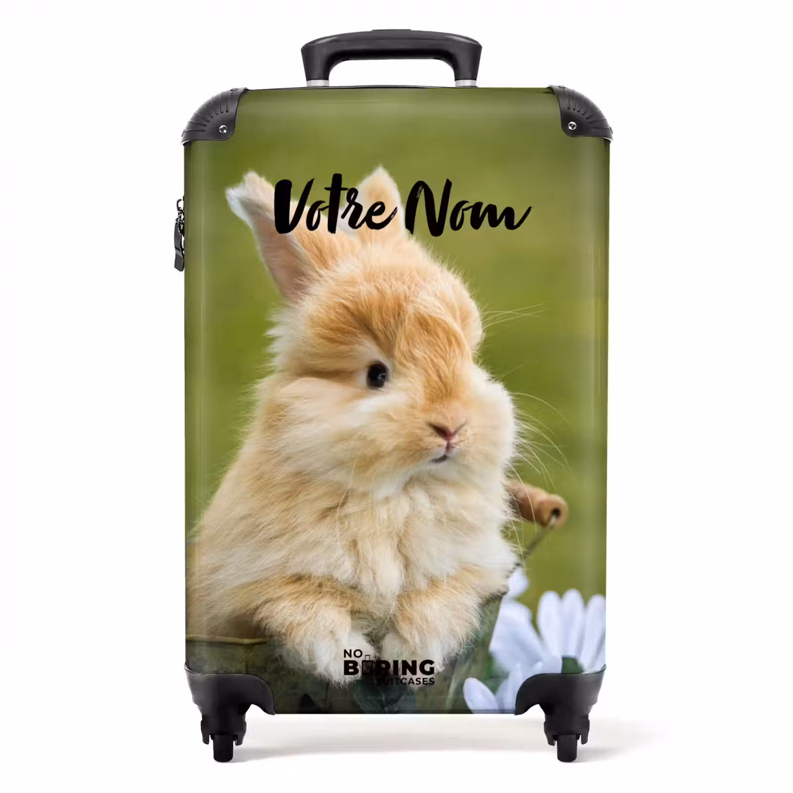 Valise avec nom - Lapin en pot de fleurs — 1