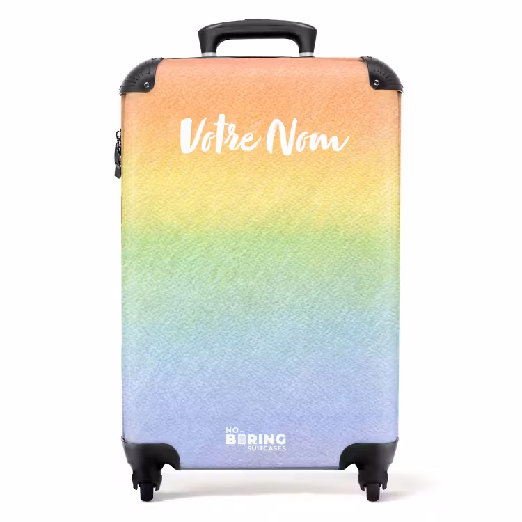 Valise avec nom - Arc-en-ciel pastel — 1
