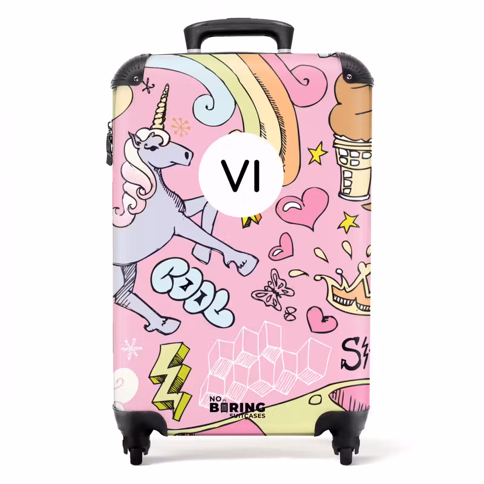 Valise avec nom - Gribouillis licorne — 1