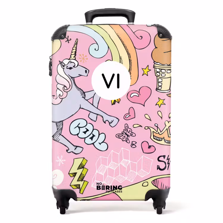 Valise avec nom - Gribouillis licorne — 1