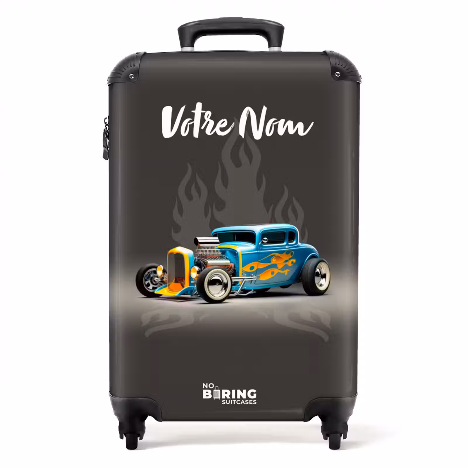 Valise avec nom - Flammes chaudes anthracite — 1