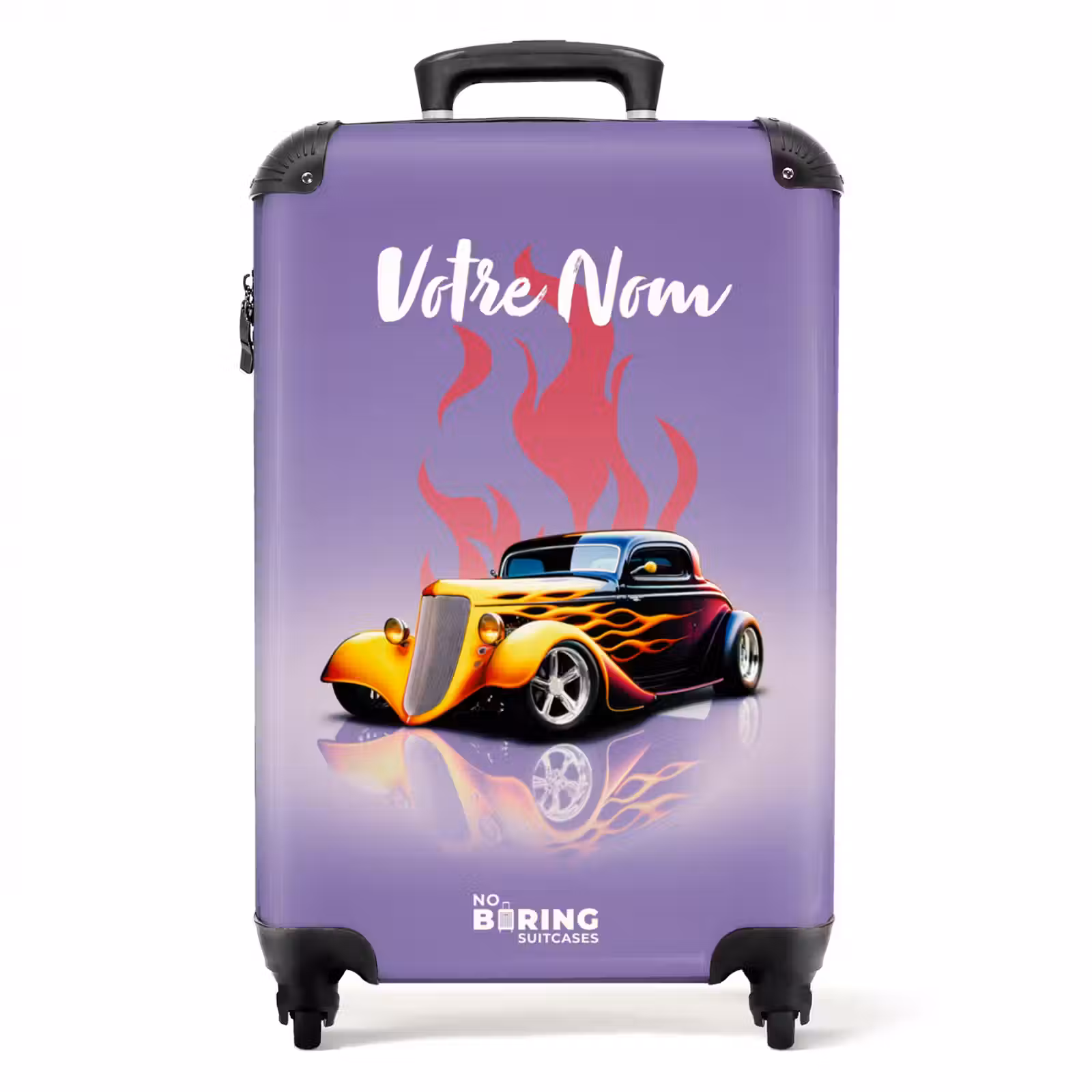 Valise avec nom - Flammes chaudes lilas — 1