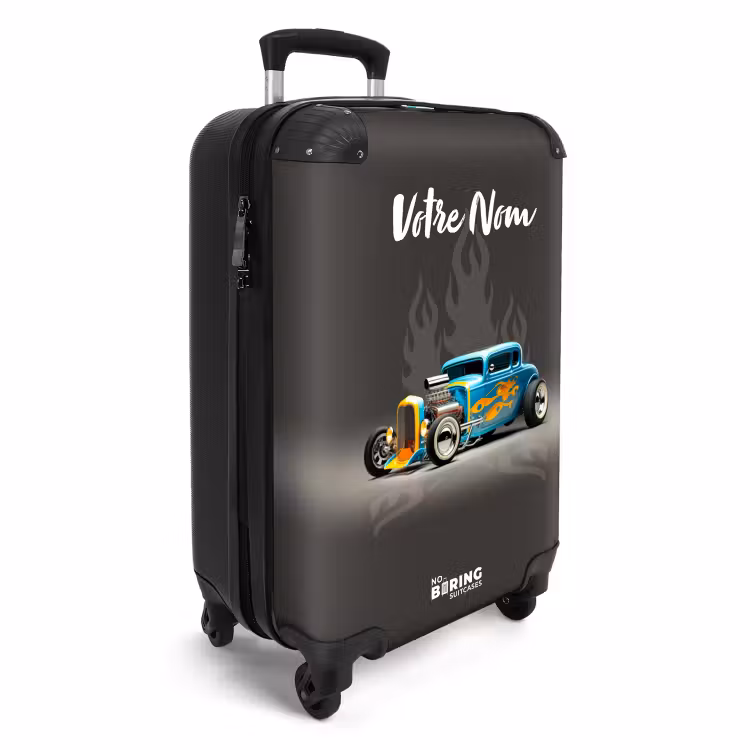 Valise avec nom - Flammes chaudes anthracite — 2