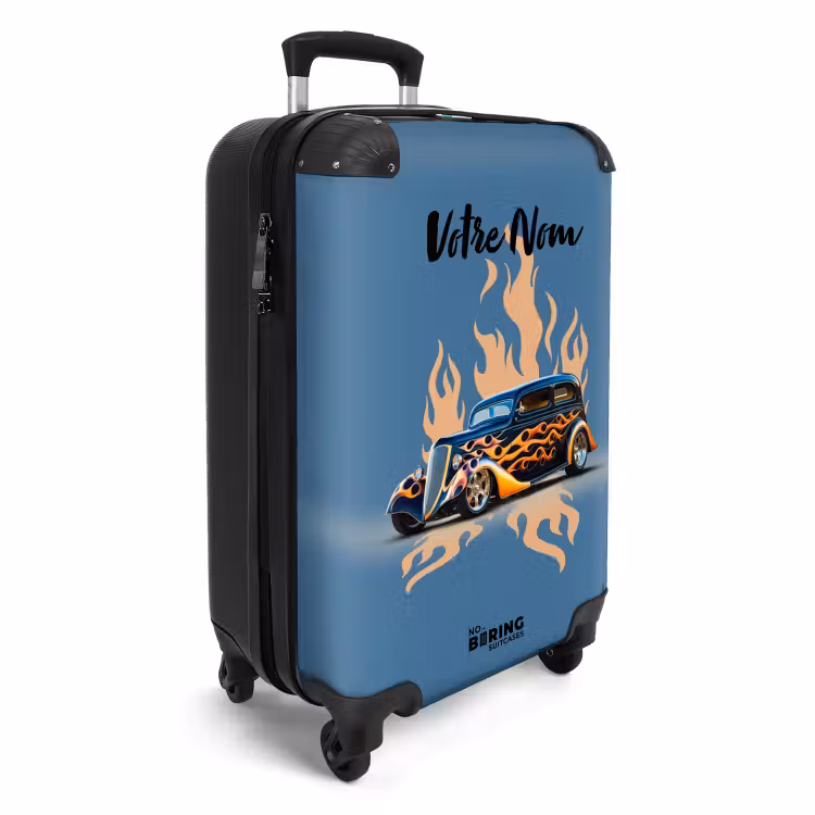 Valise avec nom - Flammes chaudes bleu — 2