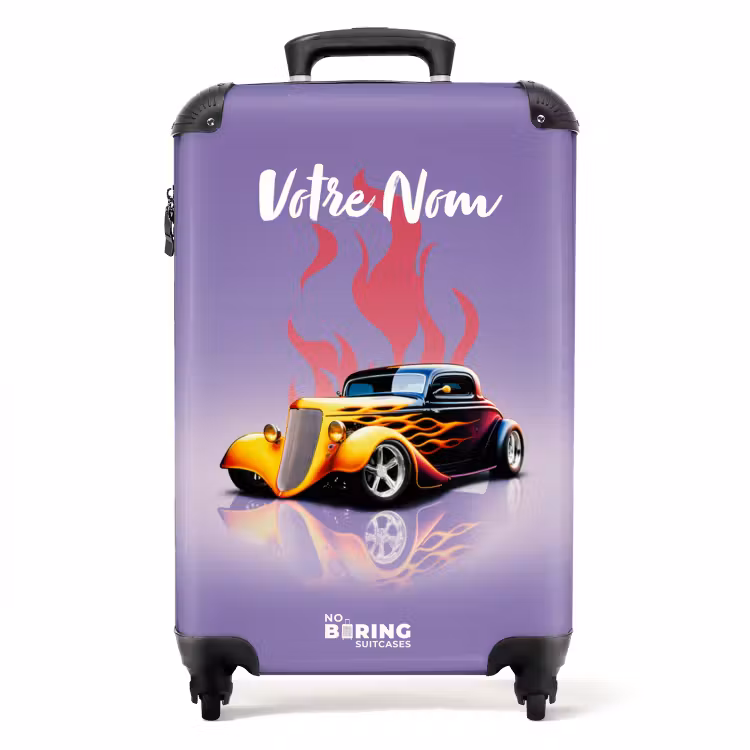 Valise avec nom - Flammes chaudes lilas — 1