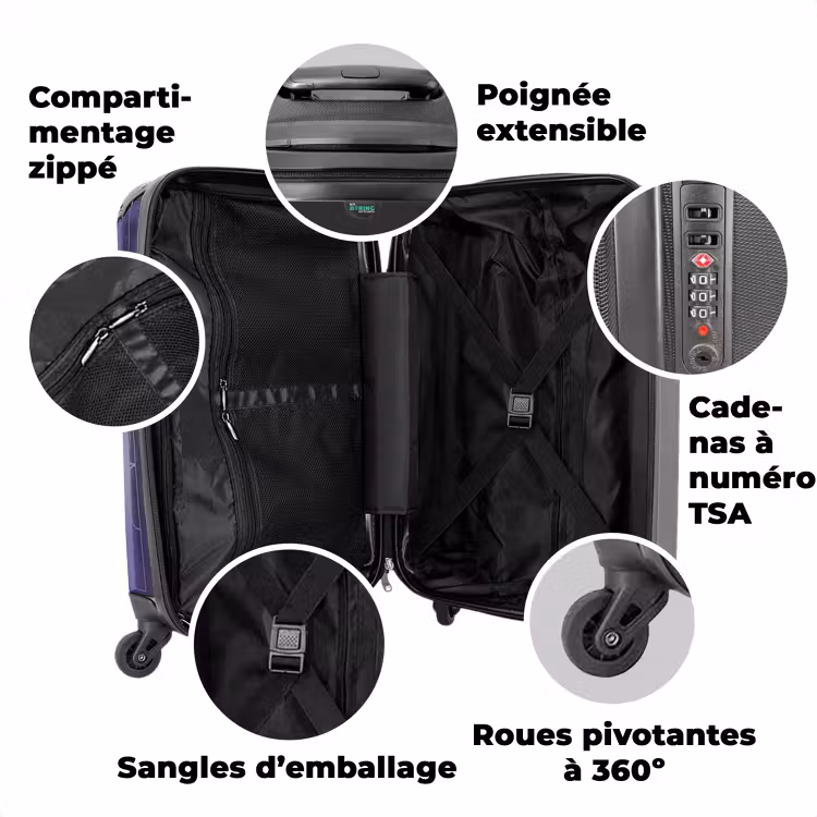 Valise avec nom - Flammes chaudes lilas — 3