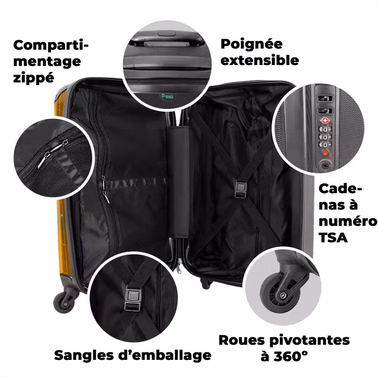 Valise avec nom - Flammes chaudes ocre — 3