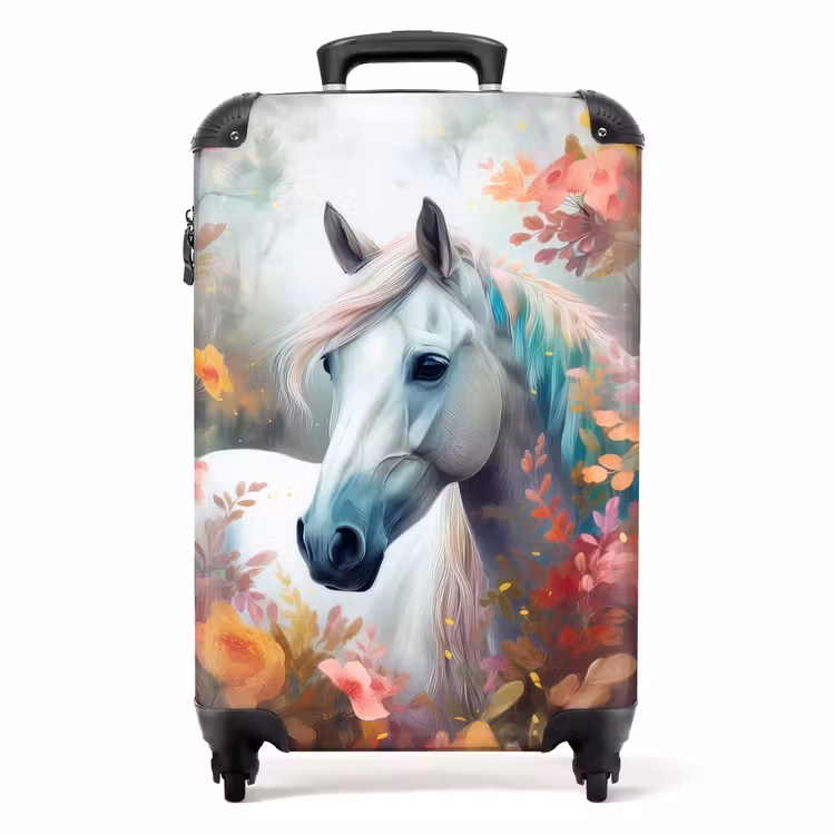 Valise - Cheval blanc entouré de fleurs — 1