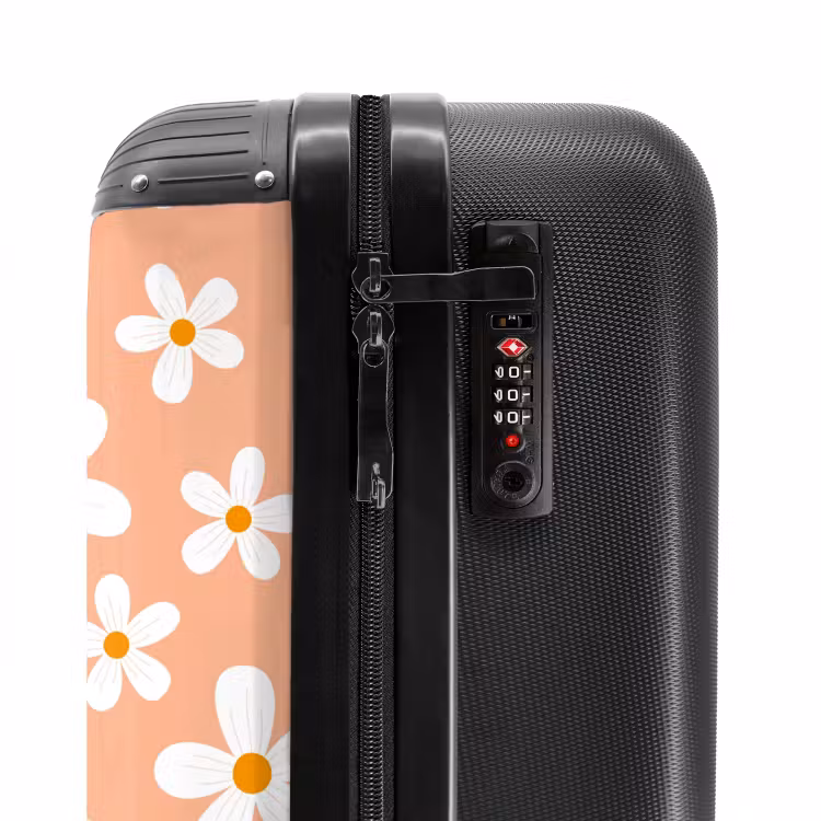 Valise avec nom - Folie de marguerites pêche — 5