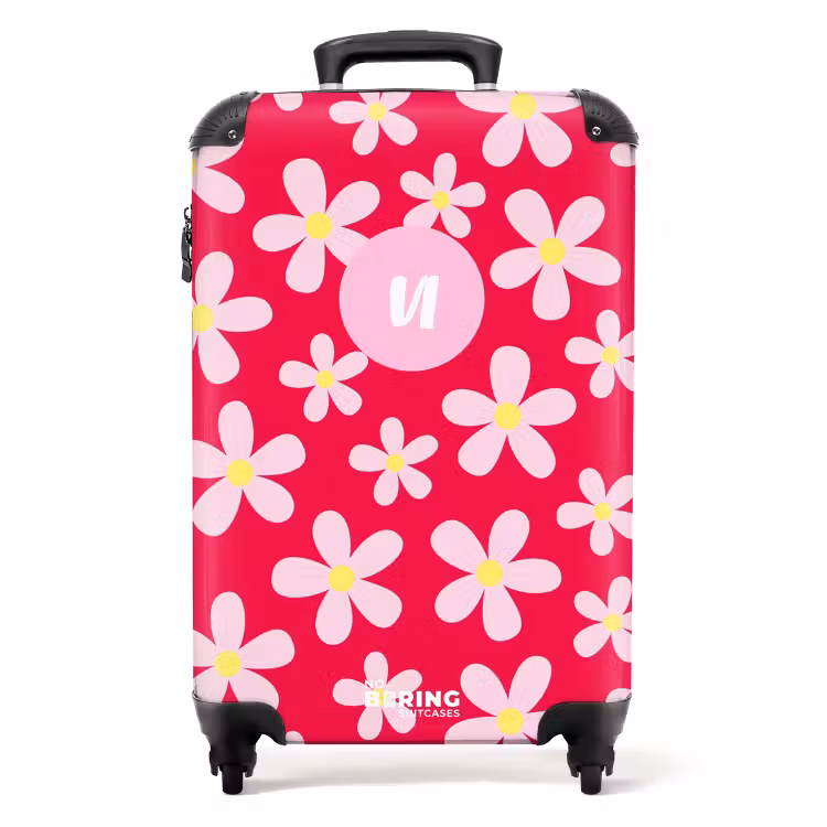 Valise avec nom - Folie de marguerites rose vif — 1