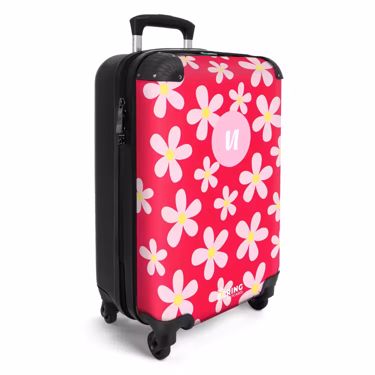 Valise avec nom - Folie de marguerites rose vif — 2