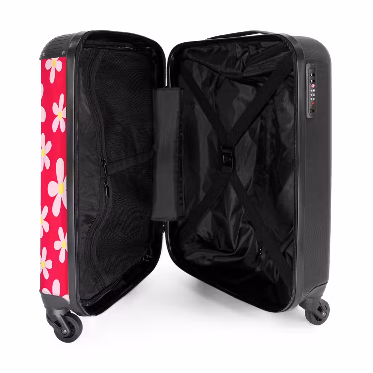 Valise avec nom - Folie de marguerites rose vif — 4