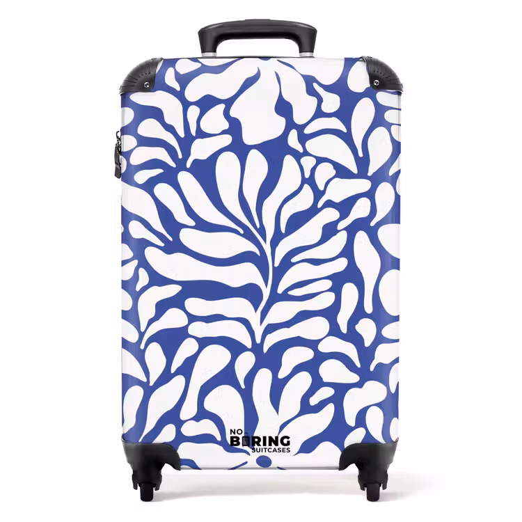 Valise - Abstrait - Motif floral bleu/blanc — 1