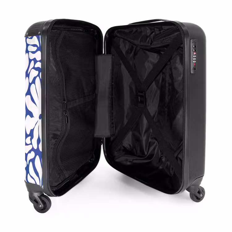 Valise - Abstrait - Motif floral bleu/blanc — 4