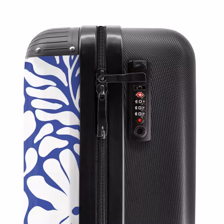 Valise - Abstrait - Motif floral bleu/blanc — 5