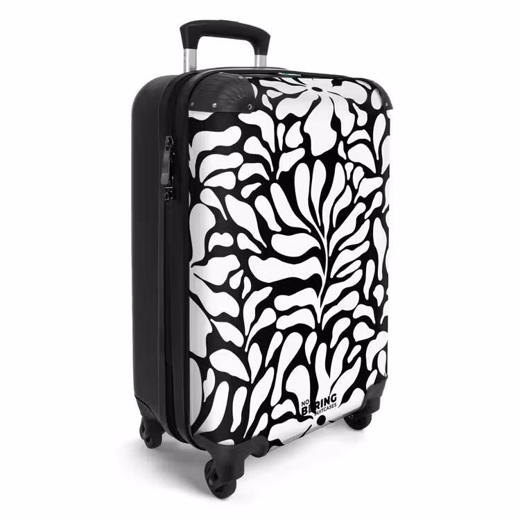 Valise - Abstrait - Motif floral noir et blanc — 2