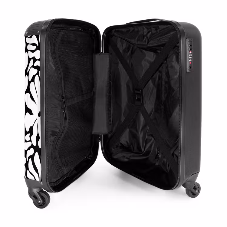Valise - Abstrait - Motif floral noir et blanc — 4
