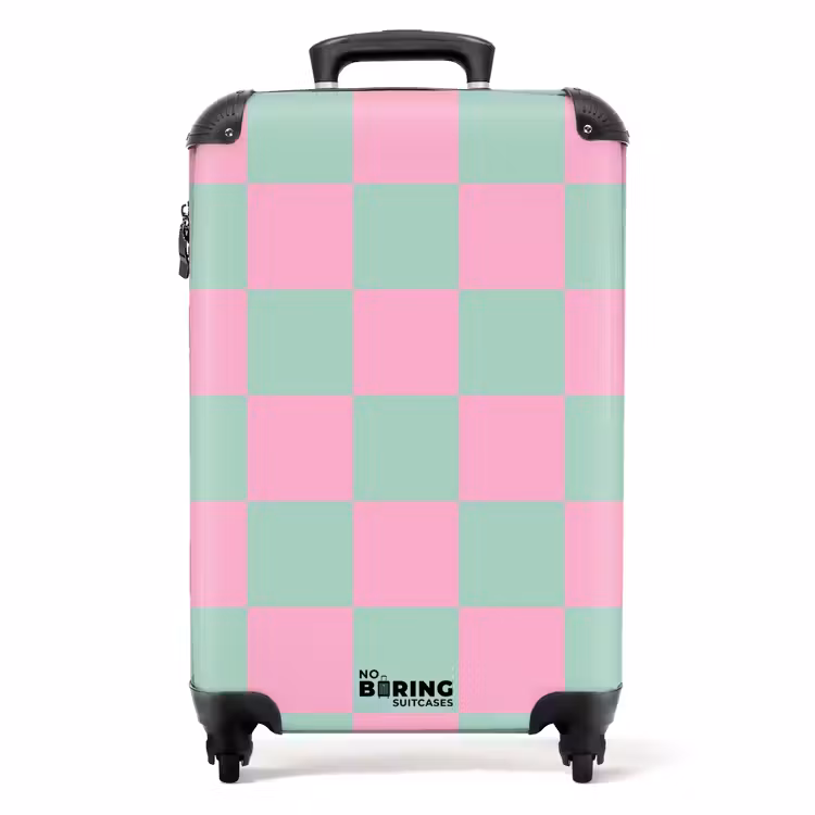 Valise - Carrés - rose/bleu menthe — 1