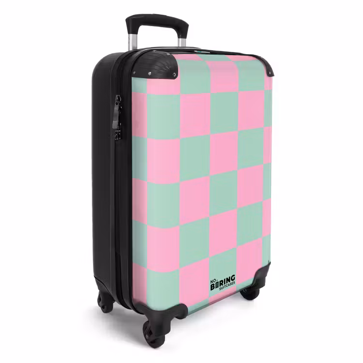 Valise - Carrés - rose/bleu menthe — 2